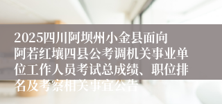 2025四川阿坝州小金县面向阿若红壤四县公考调机关事业单位工作人员考试总成绩、职位排名及考察相关事宜公告