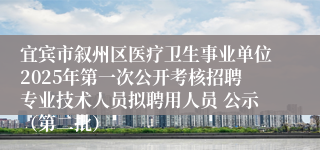 宜宾市叙州区医疗卫生事业单位2025年第一次公开考核招聘专业技术人员拟聘用人员 公示（第二批）