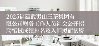 2025福建武夷山三茶集团有限公司财务工作人员社会公开招聘笔试成绩排名及入围拟面试资格复审人员名单公示