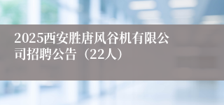2025西安胜唐风谷机有限公司招聘公告（22人）