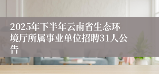 2025年下半年云南省生态环境厅所属事业单位招聘31人公告