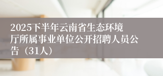 2025下半年云南省生态环境厅所属事业单位公开招聘人员公告（31人）