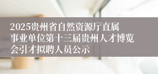 2025贵州省自然资源厅直属事业单位第十三届贵州人才博览会引才拟聘人员公示