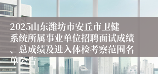 2025山东潍坊市安丘市卫健系统所属事业单位招聘面试成绩、总成绩及进入体检考察范围名单公告