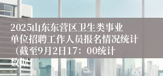 2025山东东营区卫生类事业单位招聘工作人员报名情况统计（截至9月2日17：00统计数据）
