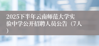 2025下半年云南师范大学实验中学公开招聘人员公告（7人）