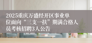 2025重庆万盛经开区事业单位面向“三支一扶”期满合格人员考核招聘3人公告