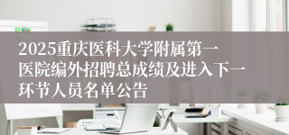 2025重庆医科大学附属第一医院编外招聘总成绩及进入下一环节人员名单公告