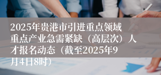 2025年贵港市引进重点领域重点产业急需紧缺（高层次）人才报名动态（截至2025年9月4日8时）