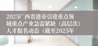 2025广西贵港市引进重点领域重点产业急需紧缺（高层次）人才报名动态（截至2025年9月4日8时）