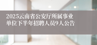 2025云南省公安厅所属事业单位下半年招聘人员9人公告