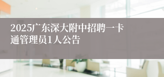 2025广东深大附中招聘一卡通管理员1人公告