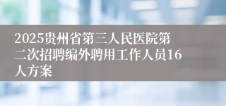 2025贵州省第三人民医院第二次招聘编外聘用工作人员16人方案
