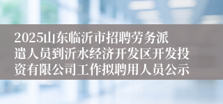 2025山东临沂市招聘劳务派遣人员到沂水经济开发区开发投资有限公司工作拟聘用人员公示
