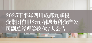 2025下半年四川成都九联投资集团有限公司招聘海科资产公司副总经理等岗位7人公告