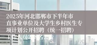 2025年河北邯郸市下半年市直事业单位及大学生乡村医生专项计划公开招聘（统一招聘） 工作人员228名公告