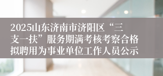 2025山东济南市济阳区“三支一扶”服务期满考核考察合格拟聘用为事业单位工作人员公示