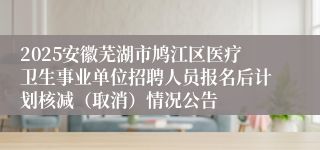 2025安徽芜湖市鸠江区医疗卫生事业单位招聘人员报名后计划核减（取消）情况公告