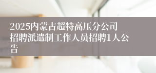 2025内蒙古超特高压分公司招聘派遣制工作人员招聘1人公告