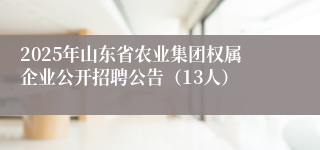 2025年山东省农业集团权属企业公开招聘公告（13人）