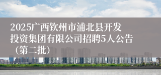 2025广西钦州市浦北县开发投资集团有限公司招聘5人公告（第二批）