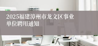 2025福建漳州市龙文区事业单位聘用通知
