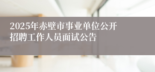2025年赤壁市事业单位公开招聘工作人员面试公告