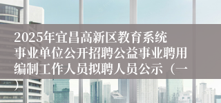 2025年宜昌高新区教育系统事业单位公开招聘公益事业聘用编制工作人员拟聘人员公示（一）