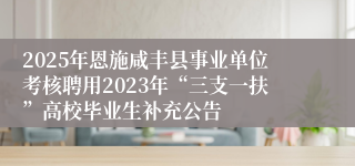 2025年恩施咸丰县事业单位考核聘用2023年“三支一扶”高校毕业生补充公告
