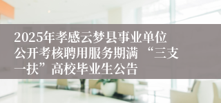 2025年孝感云梦县事业单位公开考核聘用服务期满 “三支一扶”高校毕业生公告