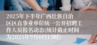 2025年下半年广西壮族自治区区直事业单位统一公开招聘工作人员报名动态(统计截止时间为2025年9月6日15时)