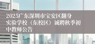 2025广东深圳市宝安区翻身实验学校（东校区）诚聘秋季初中教师公告