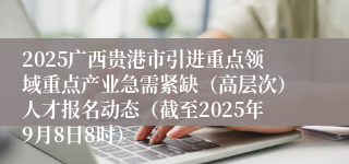 2025广西贵港市引进重点领域重点产业急需紧缺（高层次）人才报名动态（截至2025年9月8日8时）