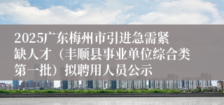 2025广东梅州市引进急需紧缺人才（丰顺县事业单位综合类第一批）拟聘用人员公示