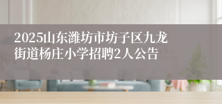 2025山东潍坊市坊子区九龙街道杨庄小学招聘2人公告