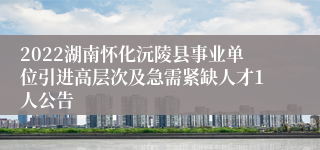 2022湖南怀化沅陵县事业单位引进高层次及急需紧缺人才1人公告