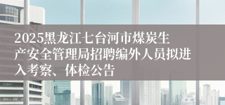 2025黑龙江七台河市煤炭生产安全管理局招聘编外人员拟进入考察、体检公告