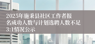 2025年施秉县社区工作者报名成功人数与计划选聘人数不足3:1情况公示