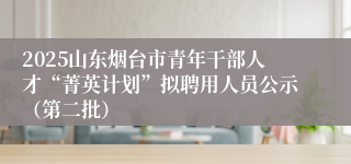 2025山东烟台市青年干部人才“菁英计划”拟聘用人员公示（第二批）