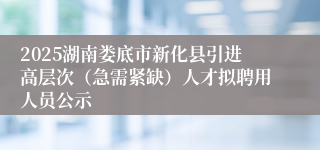 2025湖南娄底市新化县引进高层次（急需紧缺）人才拟聘用人员公示