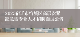 2025宿迁市宿城区高层次紧缺急需专业人才招聘面试公告
