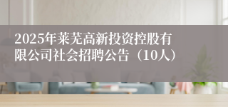 2025年莱芜高新投资控股有限公司社会招聘公告（10人）