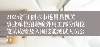 2025浙江丽水市遂昌县机关事业单位招聘编外用工部分岗位笔试成绩及入围技能测试人员公告