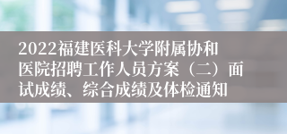 2022福建医科大学附属协和医院招聘工作人员方案（二）面试成绩、综合成绩及体检通知