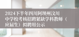 2024下半年四川阿坝州汶川中学校考核招聘紧缺学科教师（应届生）拟聘用公示
