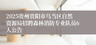 2025贵州贵阳市乌当区自然资源局招聘森林消防专业队员6人公告
