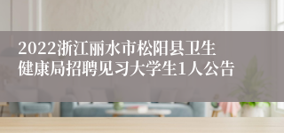 2022浙江丽水市松阳县卫生健康局招聘见习大学生1人公告