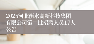 2025河北衡水高新科技集团有限公司第二批招聘人员17人公告
