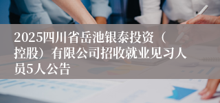2025四川省岳池银泰投资(控股)有限公司招收就业见习人员5人公告