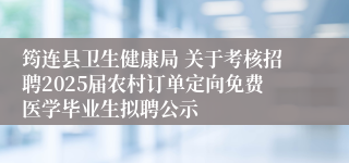 筠连县卫生健康局 关于考核招聘2025届农村订单定向免费医学毕业生拟聘公示